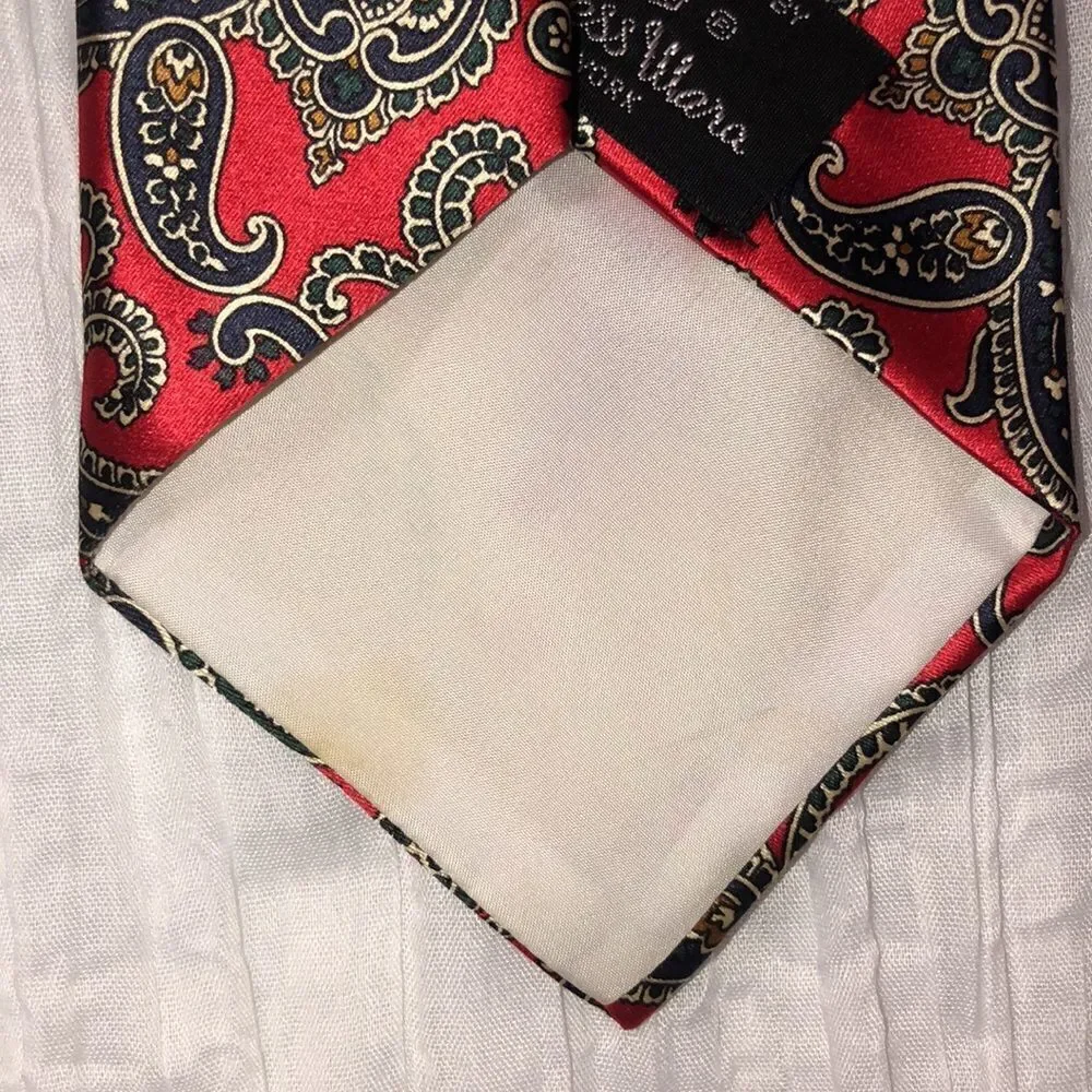 The Red Barn Sistine Satin By Countess Mara Stunning Red Ivory Navy Green Tie